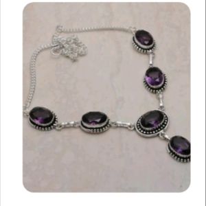 New simulated  amethyst sterling silver 18" necklace